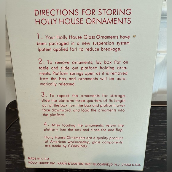 Vintage Glass Christmas Ornaments Holly House USA w/box - Picture 5 of 5